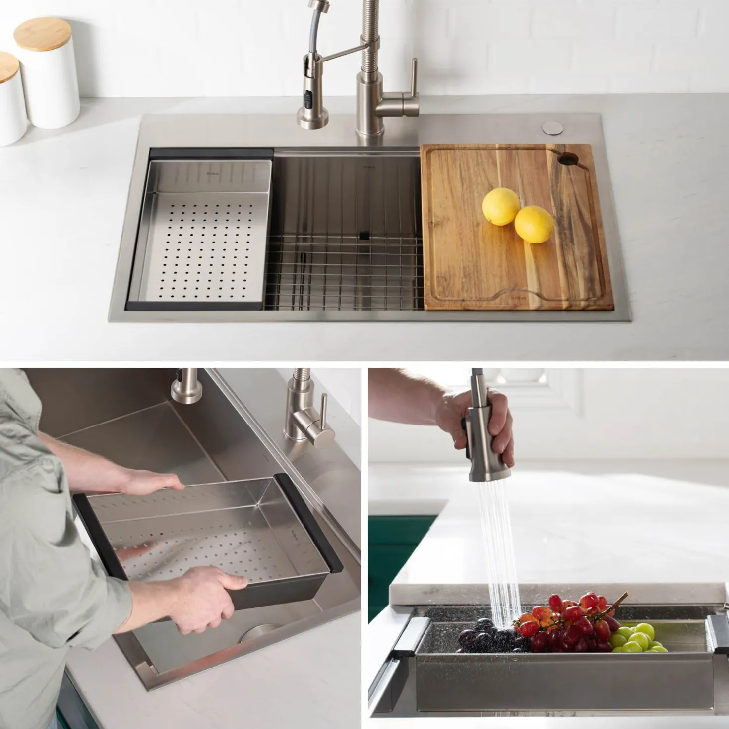 KRAUS Stainless Steel Colander for Workstation Kitchen Sink