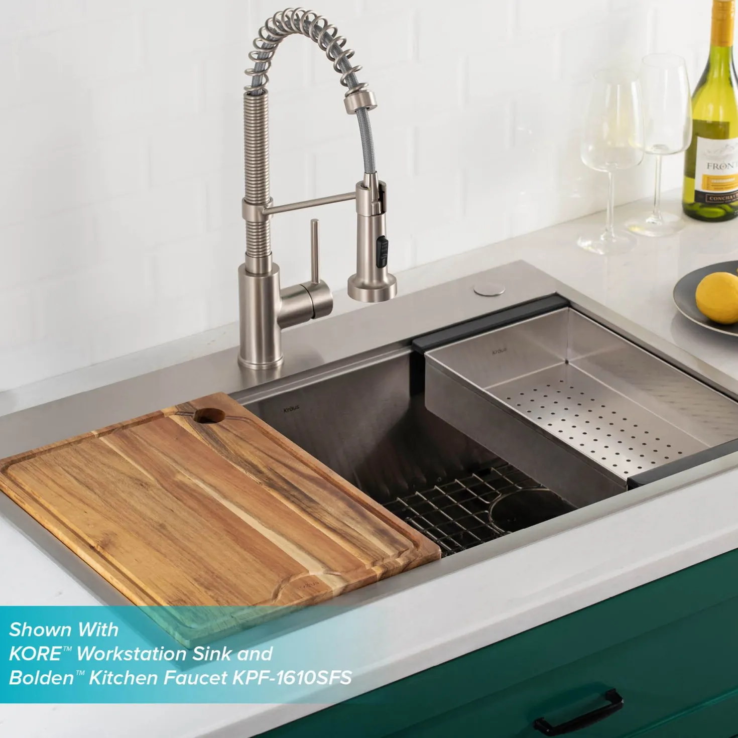 KRAUS Stainless Steel Colander for Workstation Kitchen Sink