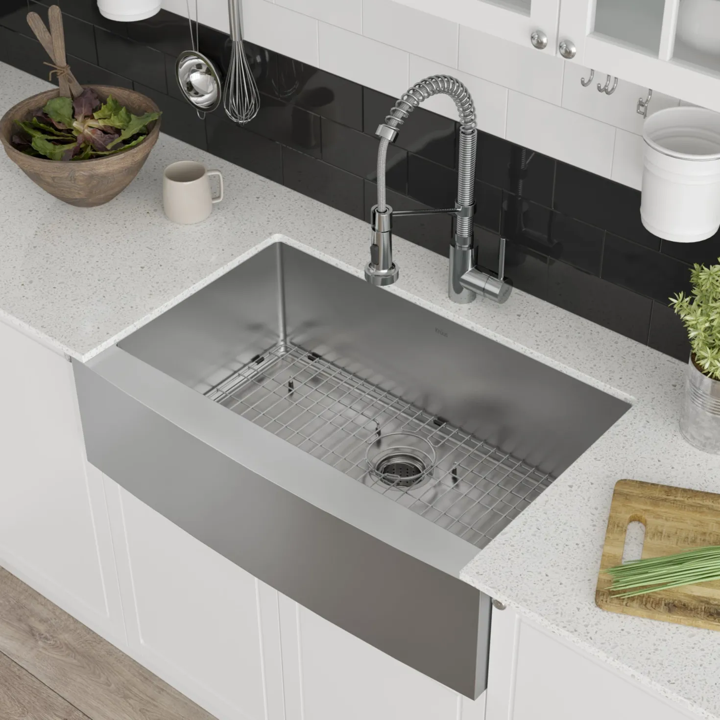 KRAUS Standart PRO 36" 16 Gauge Single Bowl Stainless Steel Farmhouse Kitchen Sink