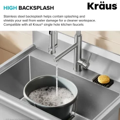 KRAUS Standart Pro 32” 18-Gauge Stainless Steel Single Bowl Commercial Style Laundry Utility Sink