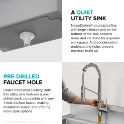 KRAUS Standart Pro 32” 18-Gauge Stainless Steel Single Bowl Commercial Style Laundry Utility Sink