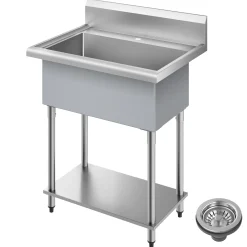 KRAUS Standart Pro 32” 18-Gauge Stainless Steel Single Bowl Commercial Style Laundry Utility Sink