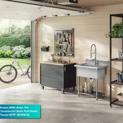 KRAUS Standart Pro 32” 18-Gauge Stainless Steel Single Bowl Commercial Style Laundry Utility Sink