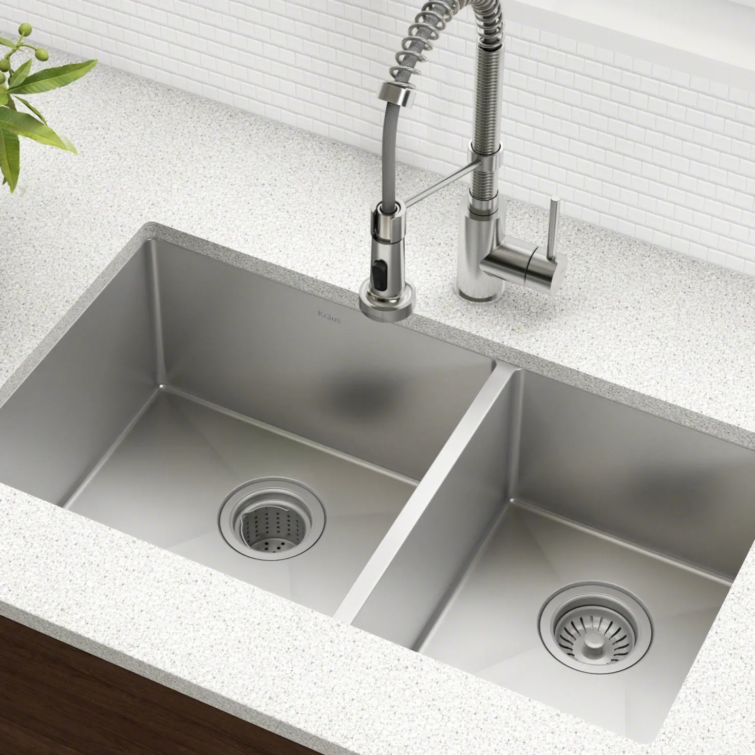 KRAUS Standart PRO 33" Undermount 60/40 Double Bowl Stainless Steel Kitchen Sink