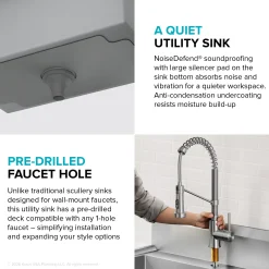 KRAUS Standart Pro 19” Wide Stainless Steel Laundry Utility Sink