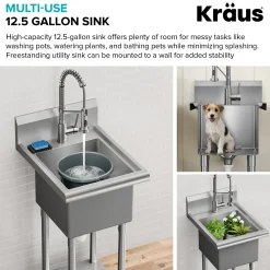 KRAUS Standart Pro 19” Wide Stainless Steel Laundry Utility Sink