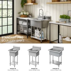 KRAUS Standart Pro 24” Wide Stainless Steel Laundry Utility Sink