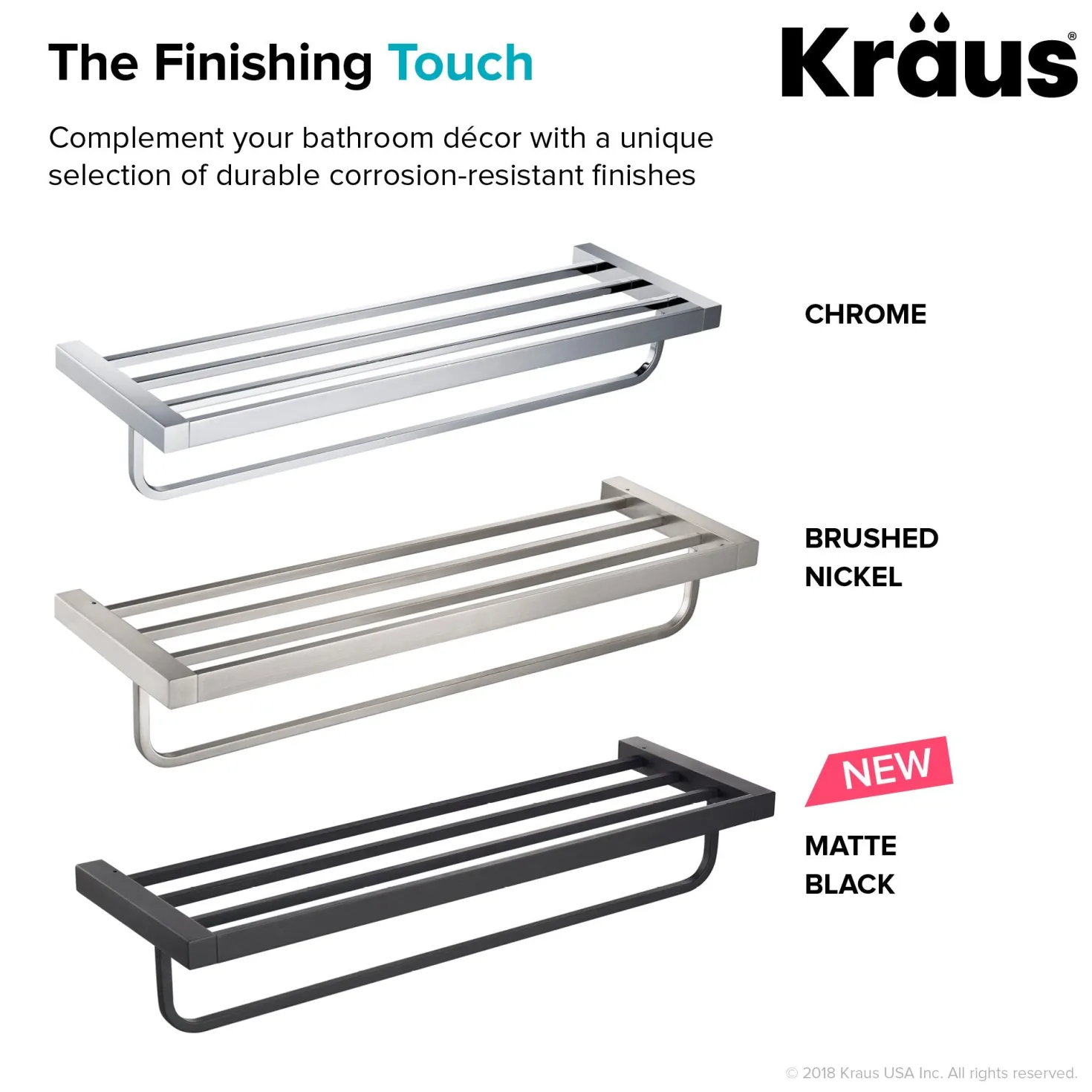 KRAUS Stelios Bathroom Shelf with Towel Bar