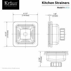 KRAUS ST-3 Square Stainless Steel Strainer