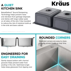 KRAUS 33” Topmount Double Bowl Stainless Steel Kitchen Sink