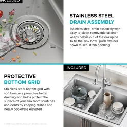 KRAUS 33” Topmount Double Bowl Stainless Steel Kitchen Sink