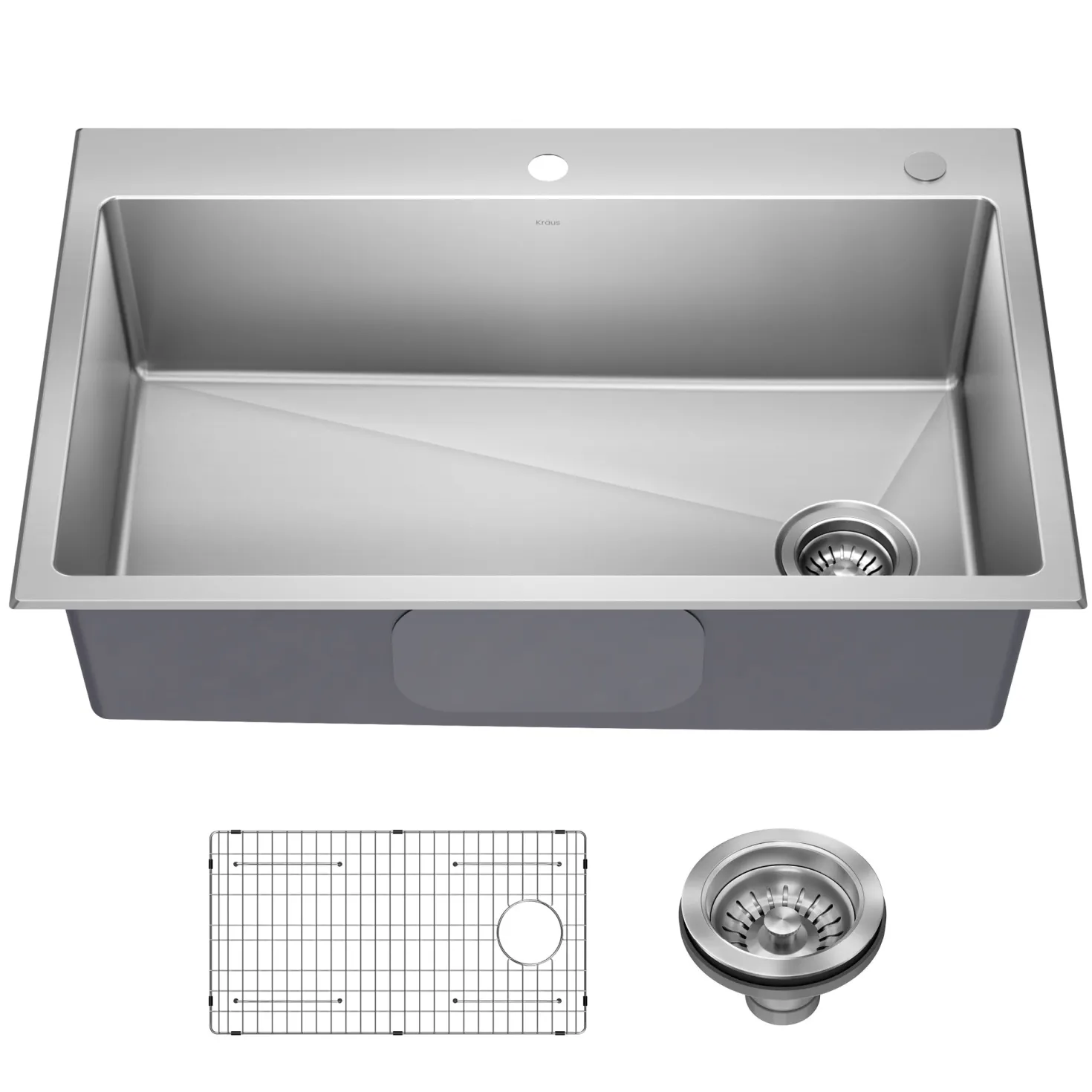 KRAUS 33” Topmount Single Bowl Stainless Steel Kitchen Sink