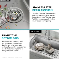 KRAUS 33” Topmount Single Bowl Stainless Steel Kitchen Sink