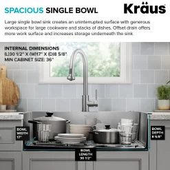 KRAUS 33” Topmount Single Bowl Stainless Steel Kitchen Sink