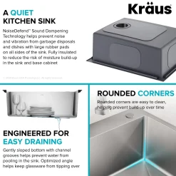 KRAUS 25” Topmount Single Bowl Stainless Steel Kitchen Sink