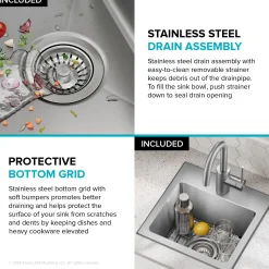KRAUS 15” Topmount Single Bowl Stainless Steel Kitchen Bar Sink