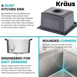 KRAUS 15” Topmount Single Bowl Stainless Steel Kitchen Bar Sink