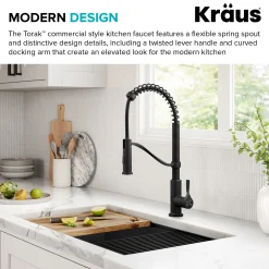 KRAUS Torak Single Handle Pull Down Kitchen Faucet in Matte Black