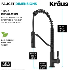 KRAUS Torak Single Handle Pull Down Kitchen Faucet in Matte Black