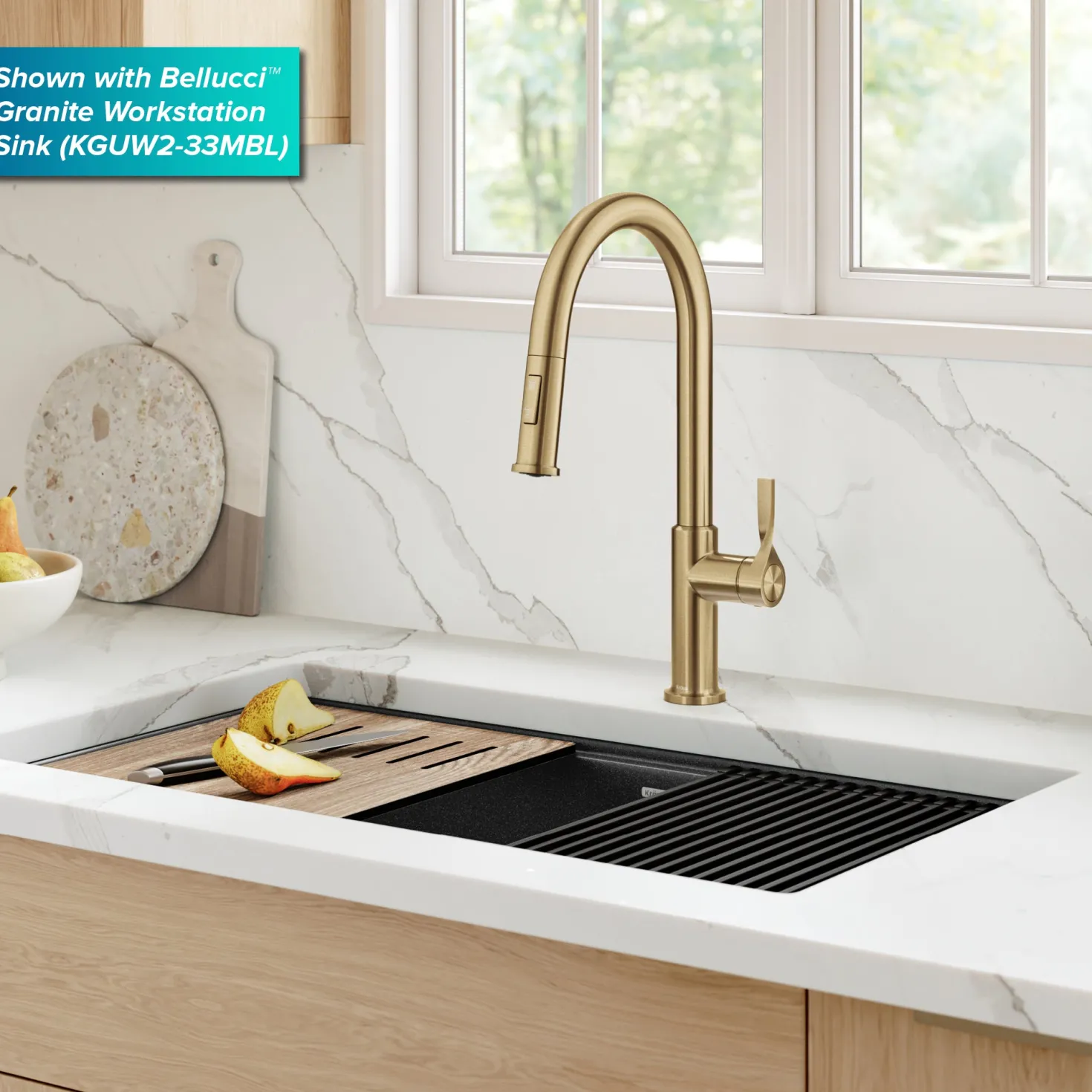 KRAUS Torak Single Handle Pull Down Kitchen Faucet in Brushed Brass