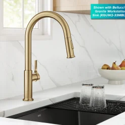 KRAUS Torak Single Handle Pull Down Kitchen Faucet in Brushed Brass