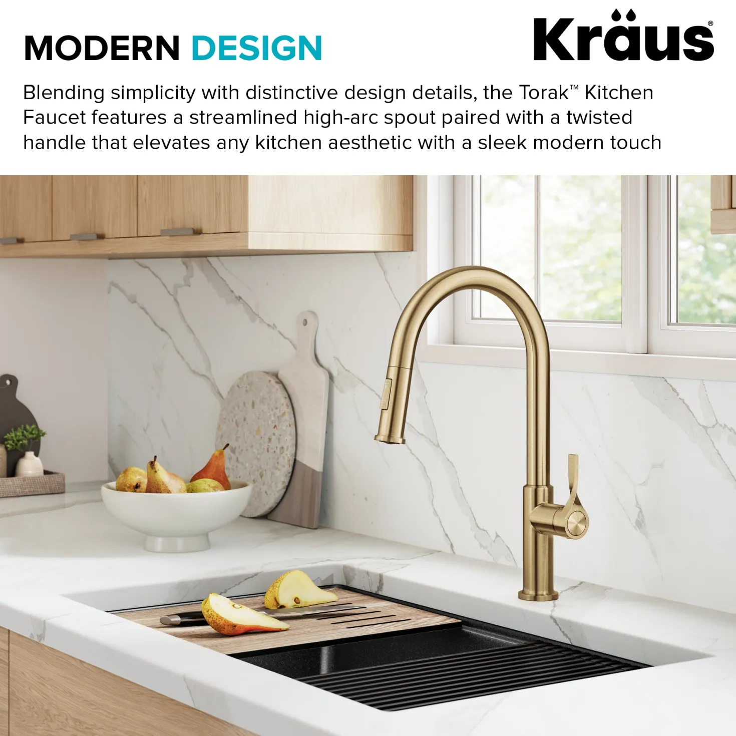 KRAUS Torak Single Handle Pull Down Kitchen Faucet in Brushed Brass