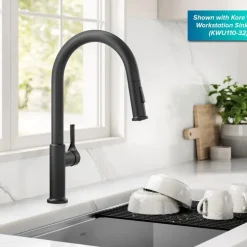 KRAUS Torak Single Handle Pull Down Kitchen Faucet in Matte Black