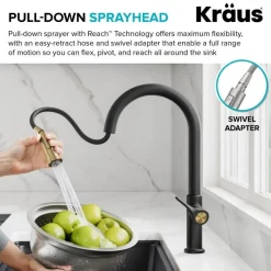KRAUS Torak Single Handle Pull Down Kitchen Faucet in Matte Black
