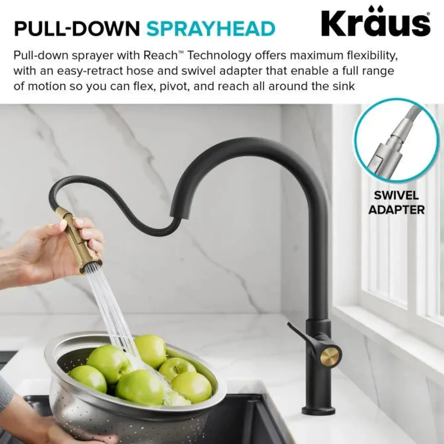 KRAUS Torak Single Handle Pull Down Kitchen Faucet in Matte Black