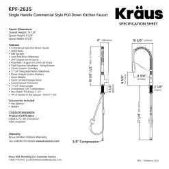 KRAUS Torak Single Handle Pull Down Kitchen Faucet in Matte Black with Brushed Brass
