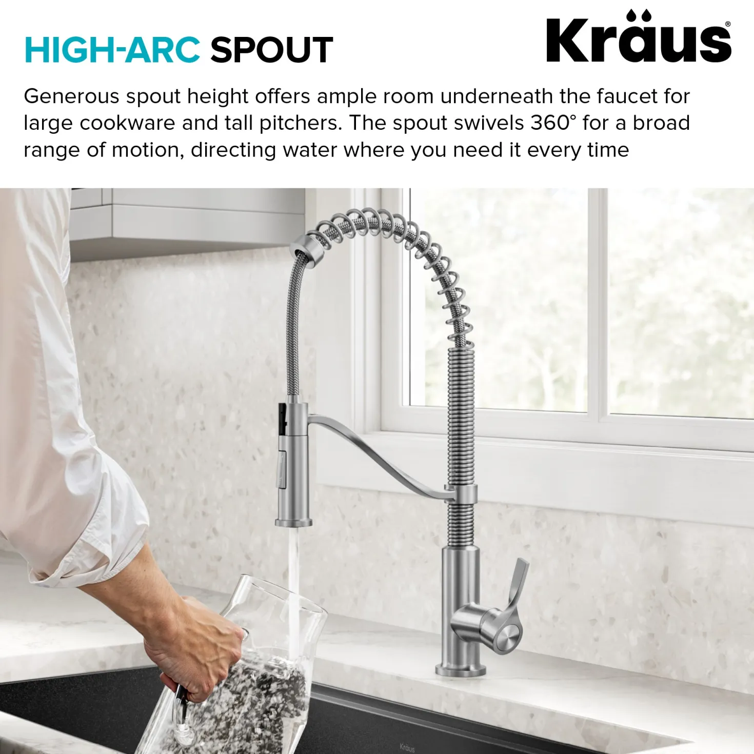 KRAUS Torak Single Handle Pull Down Kitchen Faucet in Matte Black with Brushed Brass