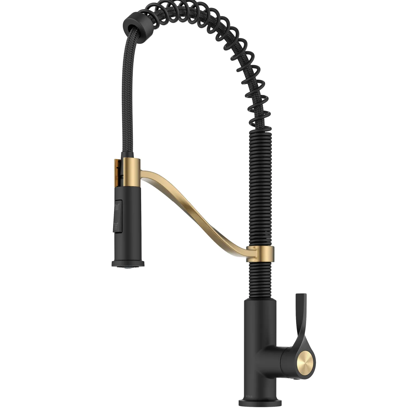 KRAUS Torak Single Handle Pull Down Kitchen Faucet in Matte Black with Brushed Brass
