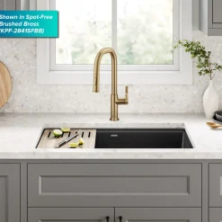 KRAUS Torak Single Handle Pull Down Kitchen Faucet in Matte Black with Brushed Brass