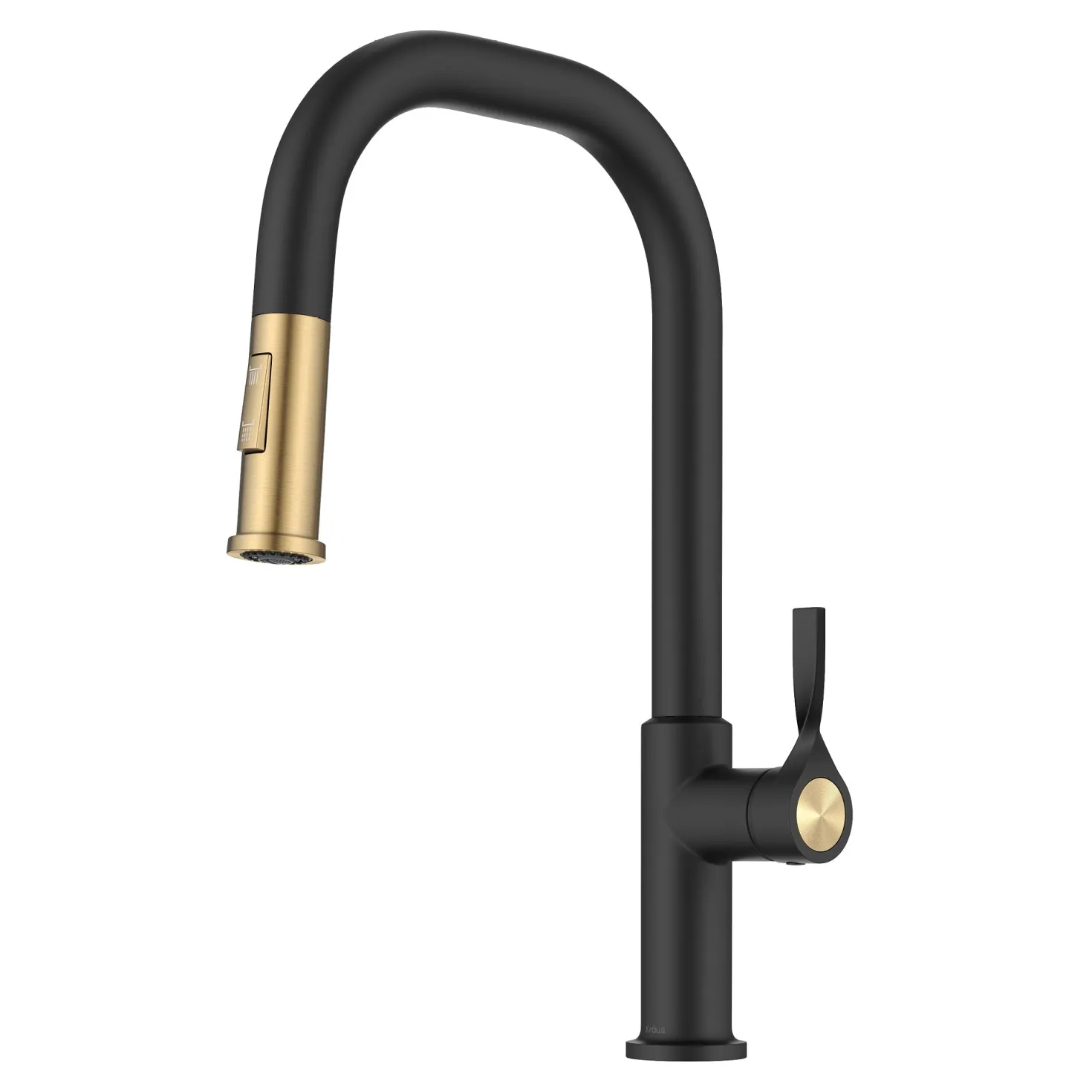 KRAUS Torak Single Handle Pull Down Kitchen Faucet in Matte Black with Brushed Brass