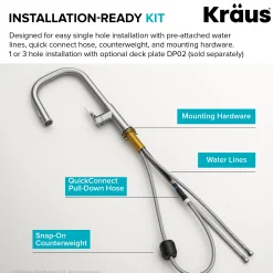 KRAUS Torak Single Handle Pull Down Kitchen Faucet in Spot-Free Stainless