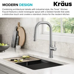 KRAUS Torak Single Handle Pull Down Kitchen Faucet in Spot-Free Stainless