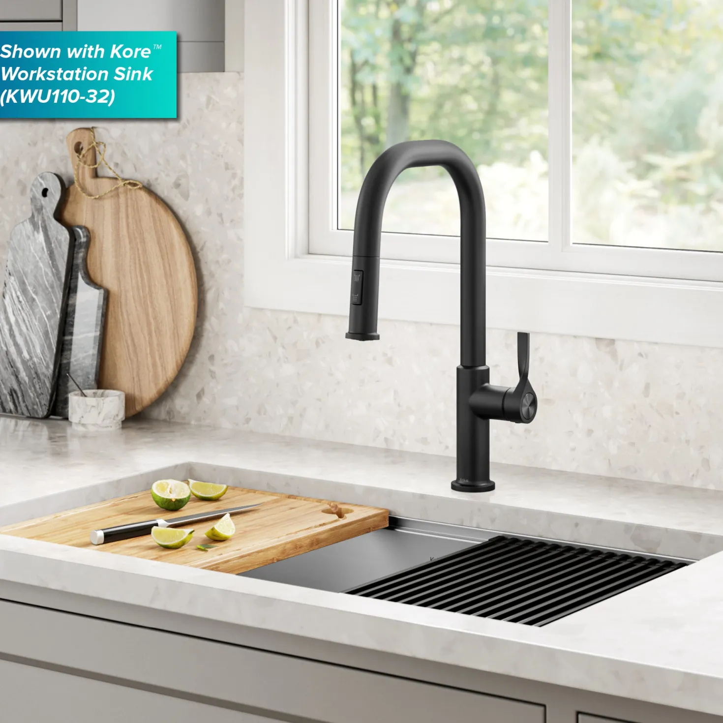KRAUS Torak Single Handle Pull Down Kitchen Faucet in Matte Black