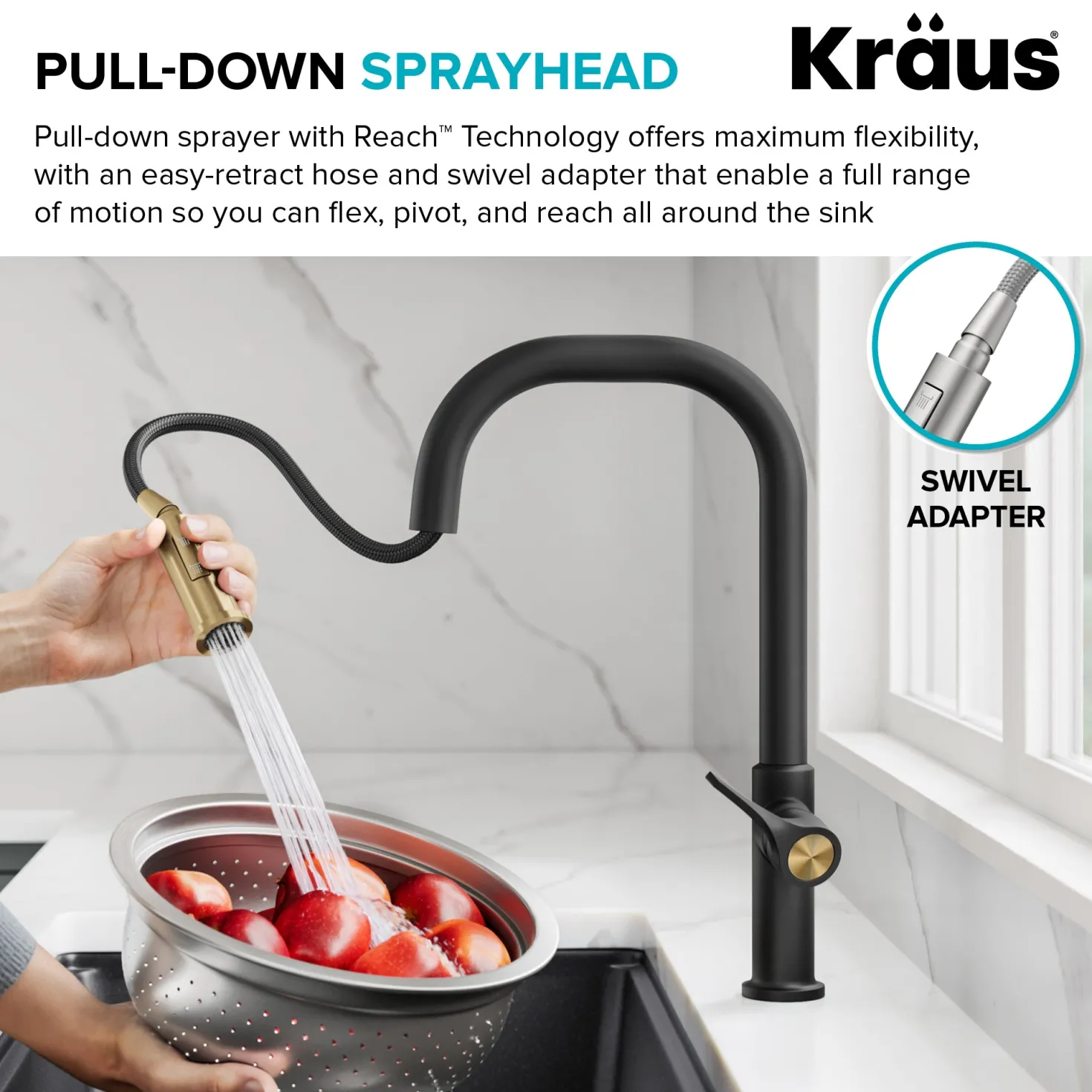 KRAUS Torak Single Handle Pull Down Kitchen Faucet in Matte Black