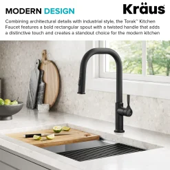 KRAUS Torak Single Handle Pull Down Kitchen Faucet in Matte Black