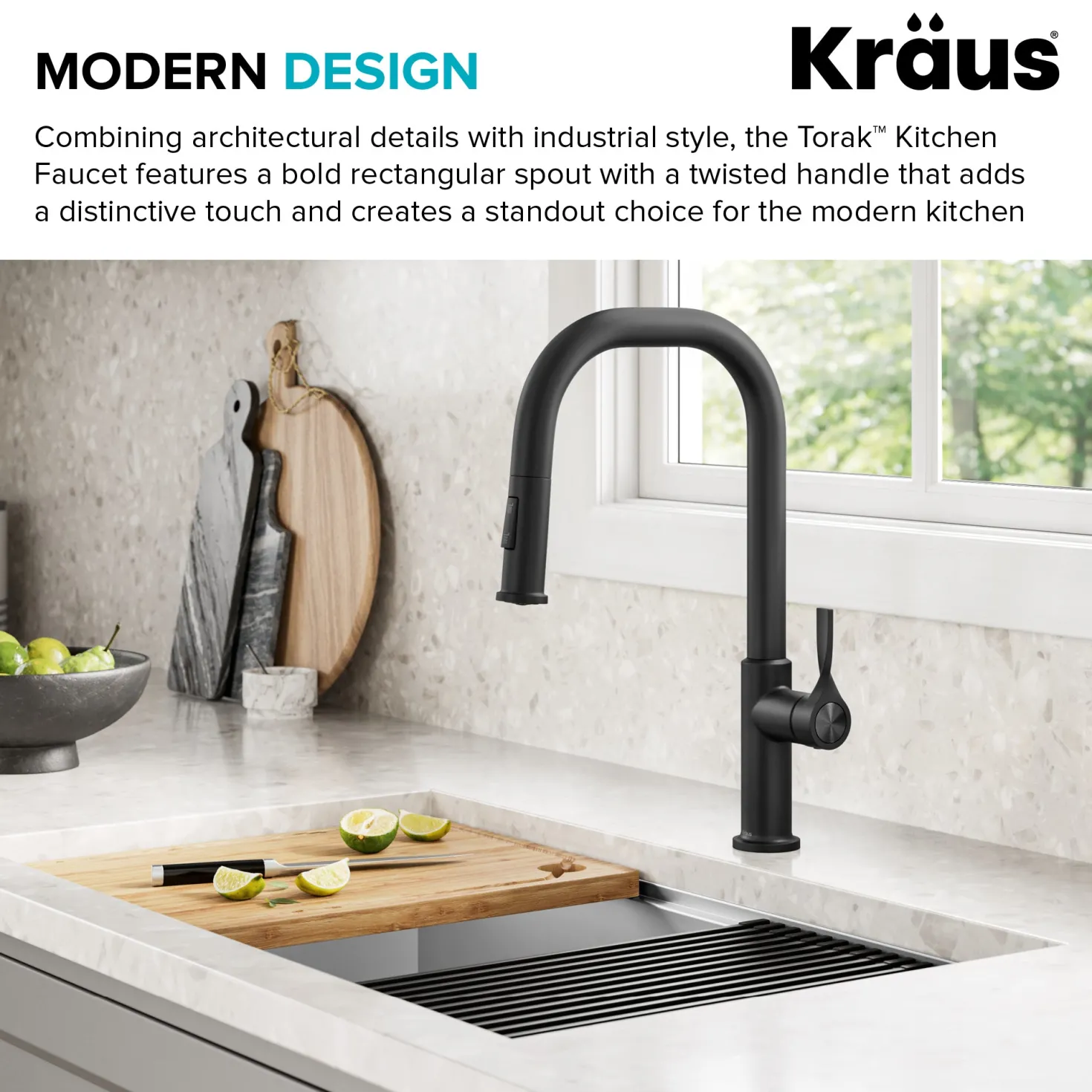 KRAUS Torak Single Handle Pull Down Kitchen Faucet in Matte Black