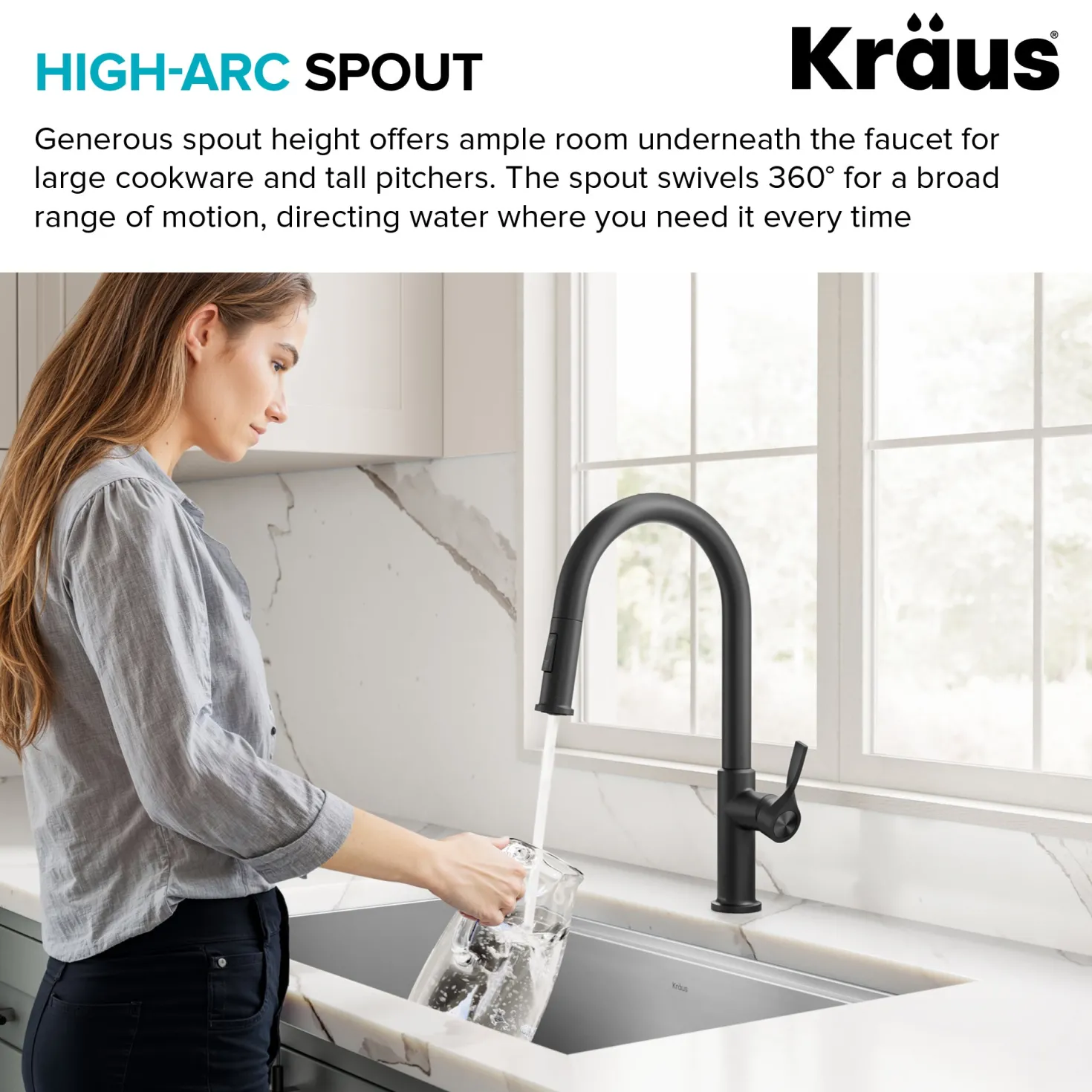 KRAUS Torak Single Handle Pull Down Kitchen Faucet in Spot-Free Stainless