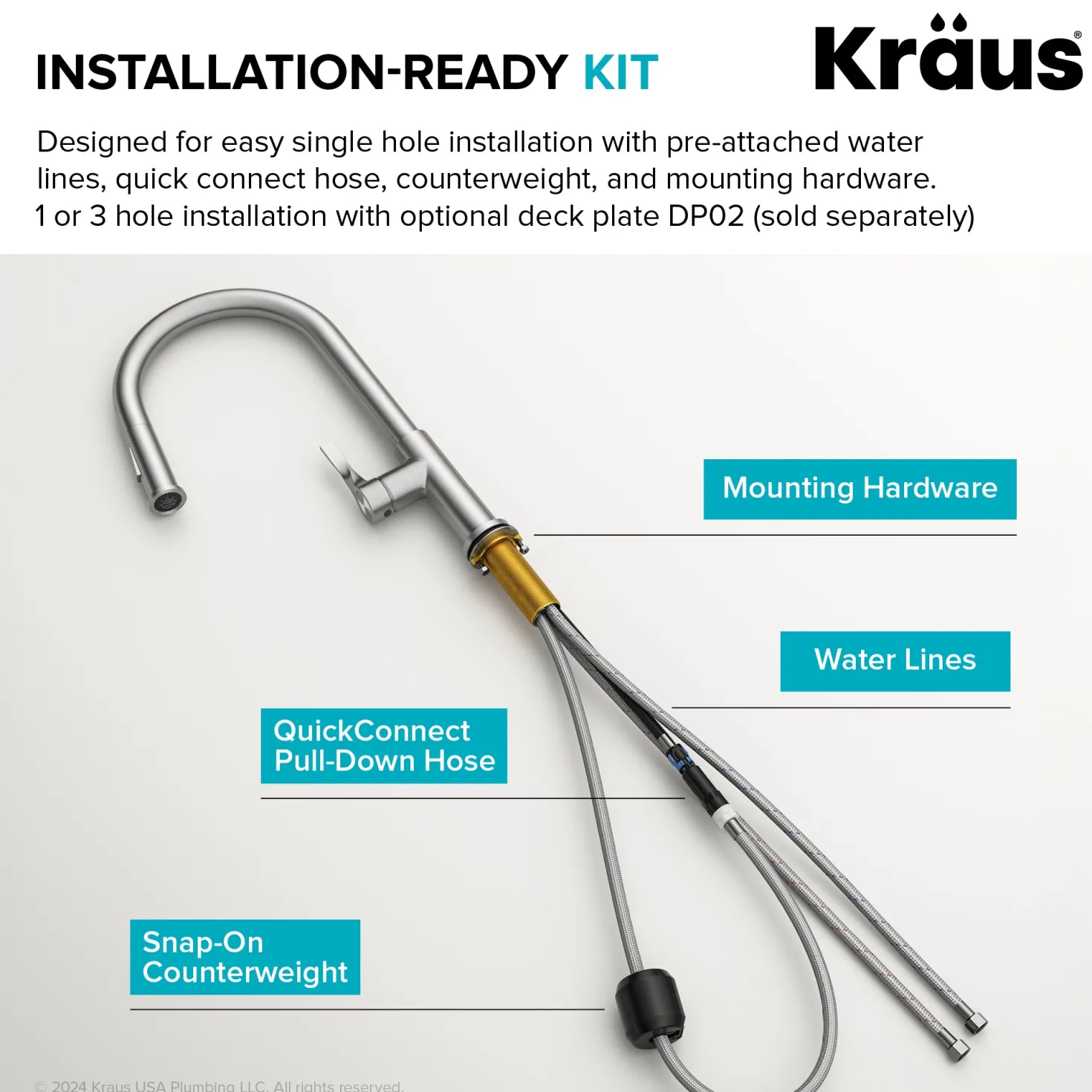 KRAUS Torak Single Handle Pull Down Kitchen Faucet in Spot-Free Stainless