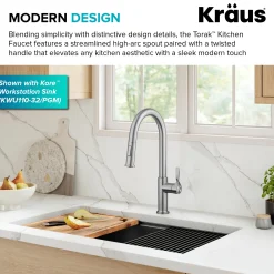 KRAUS Torak Single Handle Pull Down Kitchen Faucet in Spot-Free Stainless