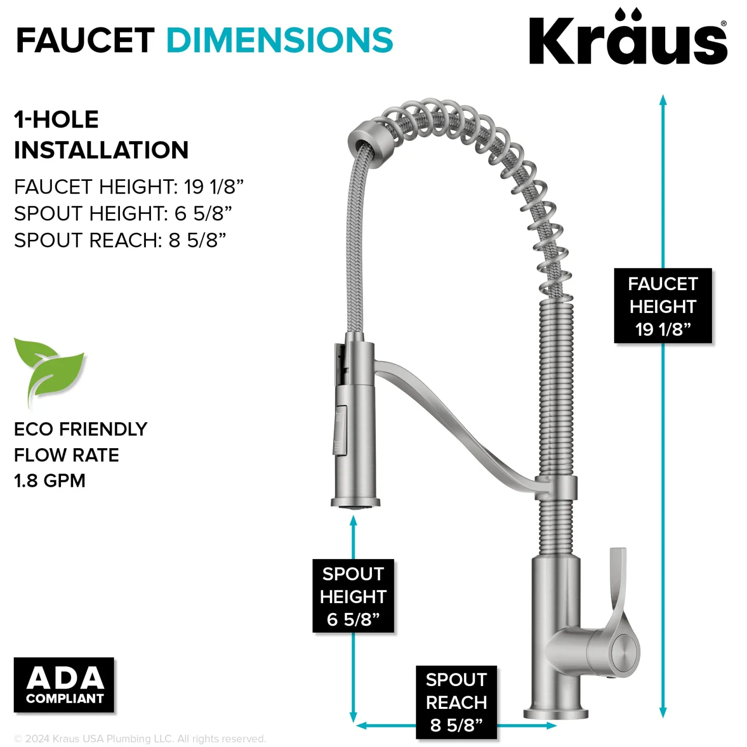 KRAUS Torak Single Handle Pull Down Kitchen Faucet in Spot-Free Stainless