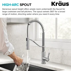 KRAUS Torak Single Handle Pull Down Kitchen Faucet in Brushed Brass