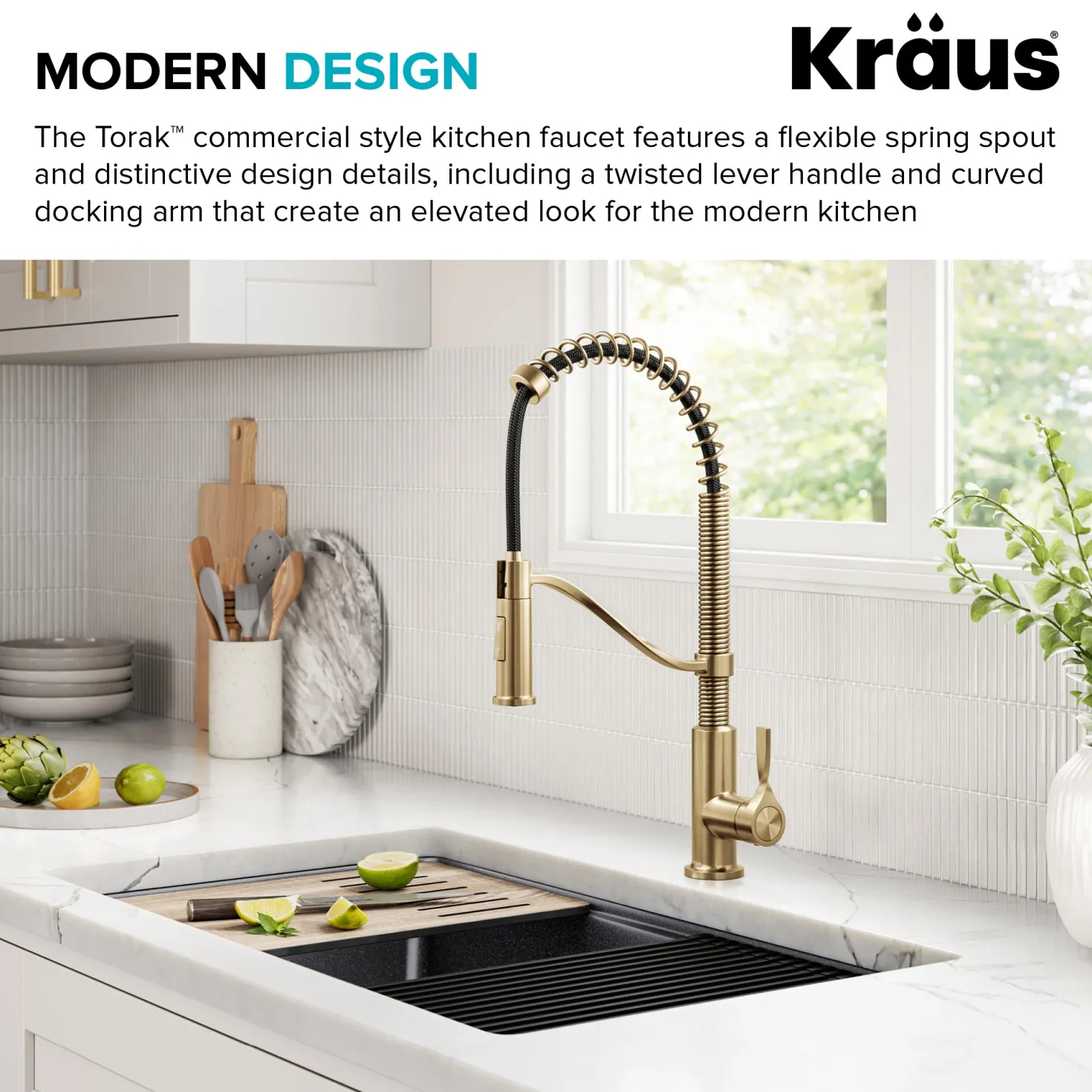 KRAUS Torak Single Handle Pull Down Kitchen Faucet in Brushed Brass