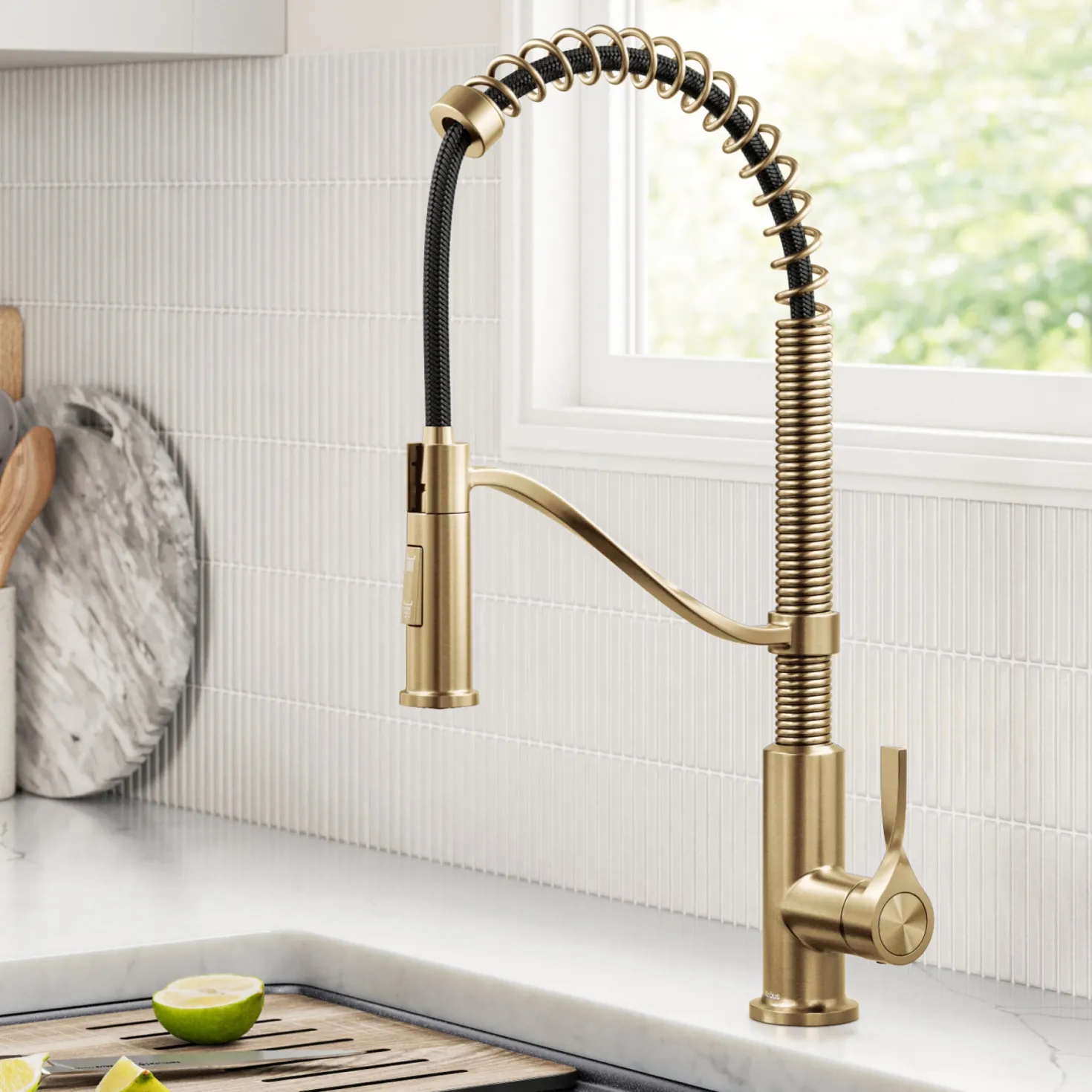 KRAUS Torak Single Handle Pull Down Kitchen Faucet in Brushed Brass