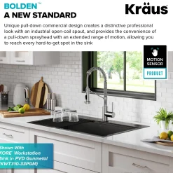 KRAUS Touchless Pull-Down Single Handle 18-Inch Kitchen Faucet in Spot Free Stainless Steel