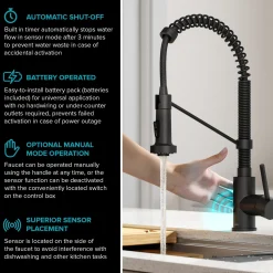 KRAUS Touchless Pull-Down Single Handle 18-Inch Kitchen Faucet in Matte Black