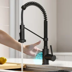 KRAUS Touchless Pull-Down Single Handle 18-Inch Kitchen Faucet in Matte Black